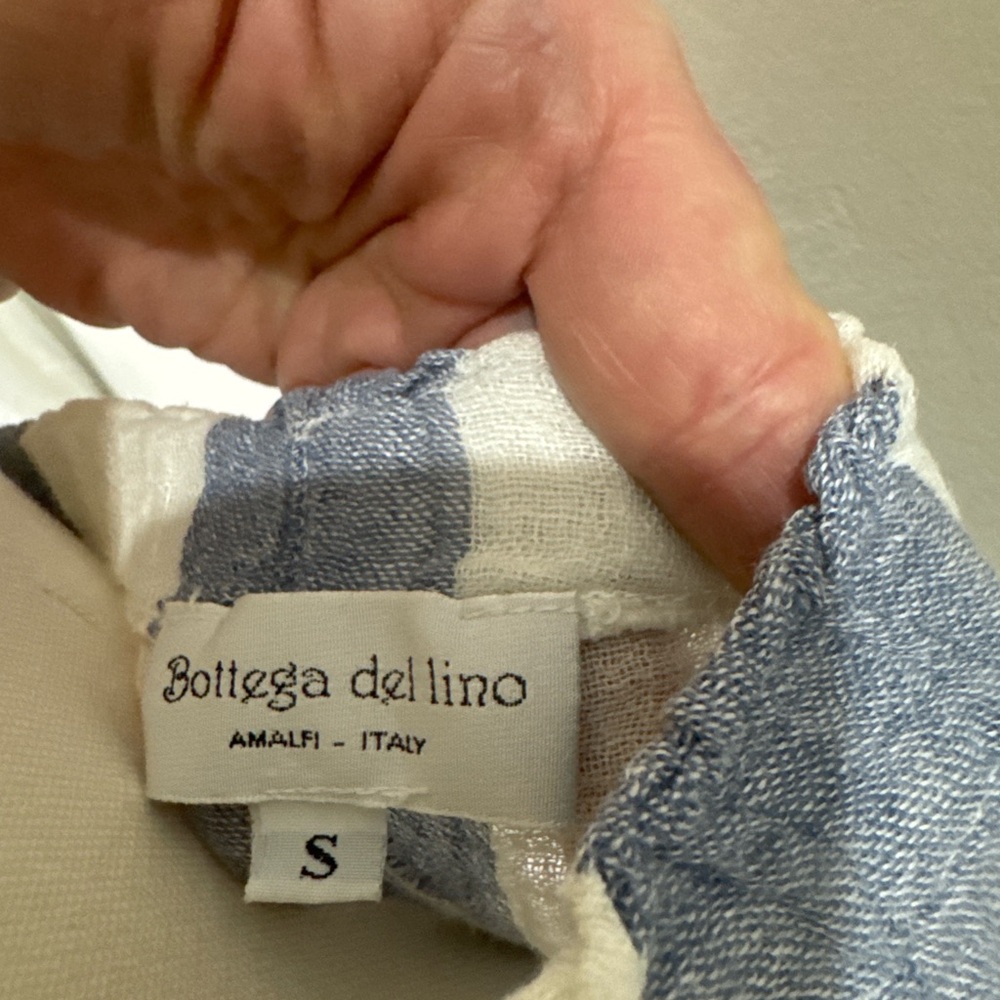 Bottega del Lino Cropped Linen Stripe Pants | Made in Italy | Size S - Picture 2 of 5